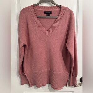 Tahari Pink V-Neck Tunic Sweater